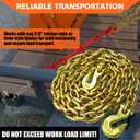 YATOINTO G80 Transport Binder Chain 3/8 Inch x 10 Foot Safety/Binder Chain with Clevis Grab Hooks 7,100 lbs Safe Working Load Logging Chain for Transporting Towing Tie Down Binding Equipment
