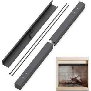 Flamorrow Adjustable Rod and Valance Kit - Fireplace Curtain Rod Kit for Spark Screens and Mesh Screen Curtain, Black