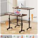 Amztabler Small Standing Desk Adjustable Height, Mobile Stand Up Desk with Wheels, 32 Inch Portable Rolling Desks Conference Room Tables for Walking Pad Treadmill Wood Rustic