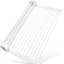 MERRYBOX Roll Up Dish Drying Rack Silicone Wrapped Over The Sink Dish Rack Foldable Dish Drainer Anti-Slip Dish Racks for Kitchen Counter, Multipurpose Kitchen Sink Drying Rack, 20.5" x 13", White