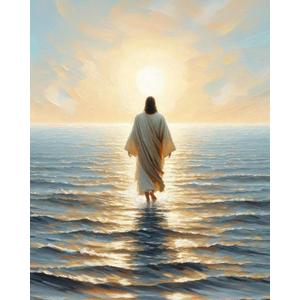 MBNTJHT Jesus Paint by Numbers Kit for Adults,Christian Painting by Number Kits on Canvas with Brushes,DIY Oil Painting by Numbers for Home Wall Decor 16X20 Inch. (MT22361)