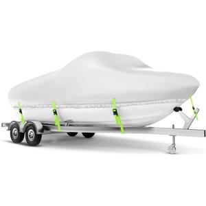 Boat Cover 24-26 ft, Waterproof 900D Heavy Duty Boat Cover, PU Marine Grade Polyester Boat Covers 24-26 ft, Fits Bass, V-Hull, Tri-Hull, Runabout, Jon, Fishing, Trailerable, Beam Width 135 inch (Gray-Green)