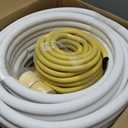 TAUROX 50FT Mini Split Line Set 1/4" & 1/2" O.D Copper Pipes Tubing and 3/8" White Thickened PE Insulation Coil, for Mini Split Air Conditioning or Heating Pump Equipment and HVAC with Flared Nuts.