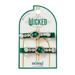 Wicked Emerald City Rhinestone Salon Clips - Hair Clips - Hair Clips for Women - Gifts for Her - Hair Accessories -Scunci by Conair - 2PK (1 Count (Pack of 1), Green)