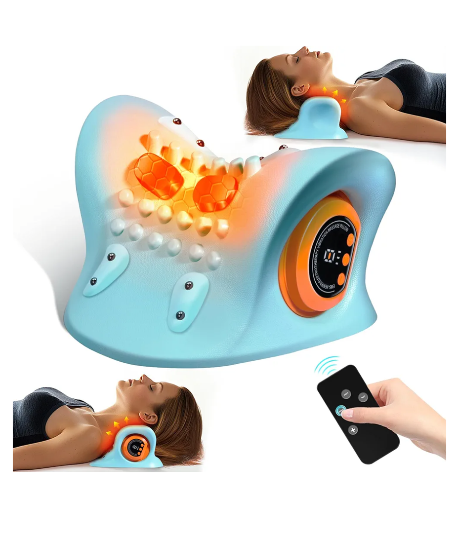 Neck Massager 2025, Neck and Shoulder Relaxer with Heat, 3 Modes, Portable Pillows for Pain Relief and Muscle Relax, 26° Angle Cervical Traction Device for Back, Shoulder