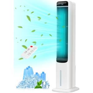 KEGIAN Windowless Portable Air Conditioners, 41" Cooling Fans that Blow Cold Air, Evaporative Air Cooler with 4Modes & 3Speeds, 12H Timer, Remote, 120 Oscillation, Tower Swamp Cooler for Bedroom