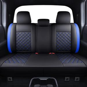 Tomatoman Tacoma Seat Covers Customized for 2005-2025 2026 4Runner Extended SR V6 Pickup Truck, Waterproof Faux Leather Car Cushions(Rear Seat, Black-Blue)