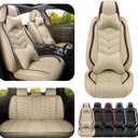 Car Seat Covers for Honda Accord 2000-2025, Premium Nappa Leather Car Seat Cover, Stylish Sport Seat Covers Automobile Seat Cover Sets.(Luxury 5 Seats/Beige)