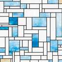 UNI Window Film Static Clings Non Adhesive 3D Stained Glass Window Decals UV Protection (Blue Beach, 37.4 x 24.4 Inch)