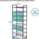 SONGMICS Narrow Shoe Rack, Sturdy 8 Tier Metal Tall Shoe Rack Shelf, Slim Shoe Storage Organizer for Closet Entryway Small Spaces, Vertical Shoe Stand Tower for 18 Pairs Shoes, Easy Assembly, Black