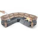 Timeles Waterproof Velvet Reclining Corner Sectional Couch Covers Extra Large L-Shaped Recliner Sofa Slipcover Without Backrest Thick Soft Washable (Gray, 5-Seat Set)