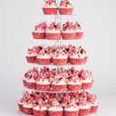 5 Tier Maypole Cupcake Stand, Lager Round Acrylic Cupcake Tree Tower for 50 Cupcakes,Clear Cupcake Holder Display Stand for Wedding Birthday Party Baby Shower Dessert Table- 16 Inch