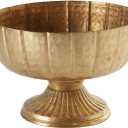 Accent Decor Distressed Gold Metal Compote Bowl | Gold Compote Vase l Lita Metal Vase l Indoor and Outdoor Compote for Any Event