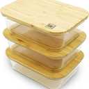 DE Plastic-Free Glass Storage Containers (3-Pack, 51oz) with Bamboo Lids  Eco-Friendly, Airtight, Reusable  Oven, Microwave & Dishwasher Safe  BPA-Free & Sustainable.