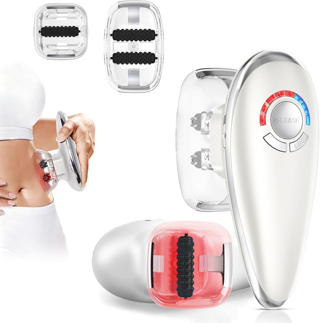 4-in-1 Electric Cellulite Massager & Body Sculpting Machine -5 Modes Adjustable, Cordless Slim-Sculpt Device for Belly, Thighs, Arms&Face- Postpartum Recovery&Cellulite Reducer&Lymphatic Drainage (White)