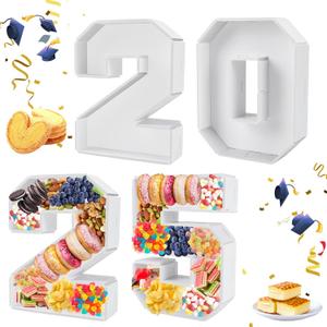 2025 Cardboard Number for Charcuterie, 2025 Graduation Fillable Cardboard Tray Number Shaped Candy Cupcake Sweets Container Box for Graduation Centerpieces Birthday Party Decorations