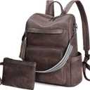 GAEKEAO Backpack Purse for Women Vegan Leather Travel Backpack Fashion Designer Ladies Convertible Shoulder Bag with Wristlet Coffee