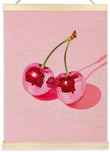 Ecezatik Trendy Y2K Hot Pink Preppy Cherry Disco Ball Poster Hanger Frame, Pink Room Wall Decor, Preppy Room Decor Teen Girls Aesthetic, Y2K Room Decor, Preppy Dorm Decor, 12x16 Inches, 3 Pack