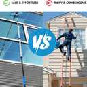 23FT High Reach Window Squeegee & Cobweb Duster with Extension Pole, 2 in 1 Squeegee for Window Cleaning with Lightweight 4-16.5 ft Telescoping Pole, Spider Web Brush with Pole for Outdoor Indoor Car