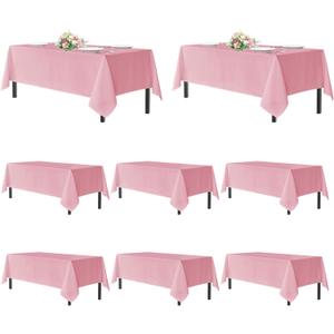 sancua Pink Tablecloths for 6 Foot Rectangle Tables, 8 Pack - Washable Polyester Fabric Table Cloth for Wedding Valentines Party, Birthday, Banquet Reception, 54x108 Inch