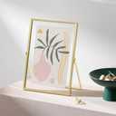 eletecpro 11x14 Metal Picture Frame with Real Glass Cover, Tabletop Display Photo for Multiple Size up to 11x14, Gold Floating Photo Frame Diaplay 8x10, 5x7, 4x6 for Wedding, Party, Vertical