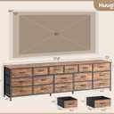 Huuger 77.6" Long Dresser for Bedroom, 16 Drawer Fabric Dresser for Closet, Wide Chest of Drawers with Storage, TV Stand for 65, 75, 85 Inch TV, 77.6" W x 13" D x 26.4" H, Rustic Brown