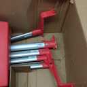 SPARTA Upright Dustpan with Aluminum Handle, Serrated Edge for Broom Combing, Secure Yoke Lock with Easy Storage Hanging Hole for Commercial Cleaning, Plastic, 30 Inches, Red Pack of 6