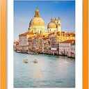 wyooxoo 18x24 Poster Frame Dark Blue Solid Wood Picture Frames Display Pictures 16x20 with Mat or 18x24 Without Mat Colorful Frame For Horizontal Vertical Wall Mounting