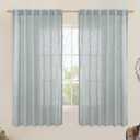 LAMIT Faux Linen Curtains 63 inches Long for Bedroom, Back Tab and Rod Pocket Linen Drapes Light Filtering Semi Sheer Curtains for Small Window/Farmhouse, 2 Panels (52 x 63 Inch, Greyish Blue)
