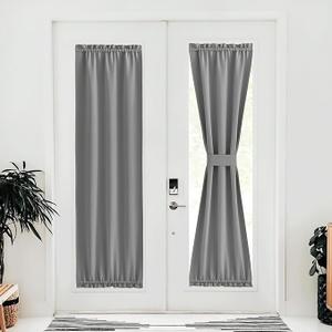 Grey Curtains for Sliding Glass Door,80 Inch Length/Long, Thermal Insulated Rod Pocket Single Panel, Room Darkening Blackout Curtains for Bedroom/Doorway Living Cabin, 25" Wide