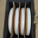 Mora Ceramic Flat Pasta Bowl Set of 4-35oz, Microwave Safe Plate with High Edge - Modern Porcelain Dinnerware for Kitchen and Eating, Large Wide Bowls/Plates for Serving Dinner, Salad, etc- Vanilla