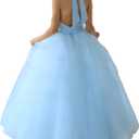 Flower Girl Dresses Wedding Satin Dresses Princess Birthday Party Prom Dresses (Blue), Size: 11-12Y