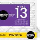 Simply 20x20x4 Air Filter, MERV 13, 2 Pack, Furnace Air Filter for HVAC (Actual Size:19.5"x19.5"x3.63") DUST, Pet, & Allergy Control