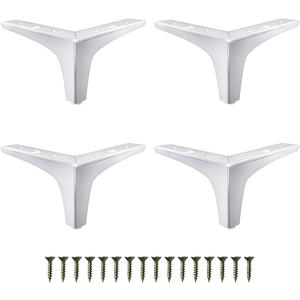 GOSCHE 4 Inches Metal Furniture Legs, Chrome Polished Silver Sofa Legs Set of 4, Modern Style Replacement Triangle Legs for Dresser Chair Bed Cabinet Cupboard DIY Replacement Couch Feet