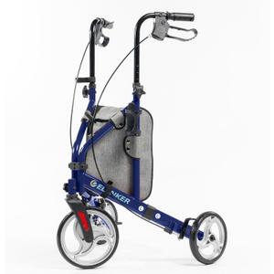ELENKER 3 Wheel Walkers for Seniors, Three Wheeled Rollator with Storage Bag, Height Adjustable, Foldable, Narrow Rolling Walker, Blue