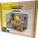CUTEROOM DIY Doll Room Miniature Furniture Wooden House Kit - Wooden Dolls House Kit with Dust Cover & LED Light and Accessories - QT Series Dollhouse