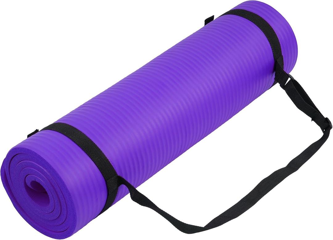 Fitvids Yoga Mat, 1/2-Inch Extra Thick High Density Exercise Mat, Anti-Tear Exercise Yoga Mat with Carrying Strap, Suitable for Various Yoga Exercises (Purple) Fitvids Yoga Mat, 1/2-Inch Extra Thick High Density Exercise Mat, Anti-Tear Exercise Yoga Mat with Carrying Strap, Suitable for Various Yoga Exercises (Purple)