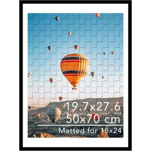JCJMY 19.7x27.6" Puzzles Frame for 50x70 cm Puzzle Poster Photo Picture, Display 18x24 with Mat or 19.7 x 27.6 without, Wall Hanging 19.7 by 27.6 inch 1000 Pieces Puzzles Frame, Black