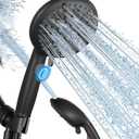 Cobbe 9-Function Shower Head with Built-in Power Spray, 1.8 GPM Water Saving ON/OFF Toggle Switch, High Pressure Handheld Showerhead with 1-Click Pause Button, Brass Bracket & 6ft Hose, Black