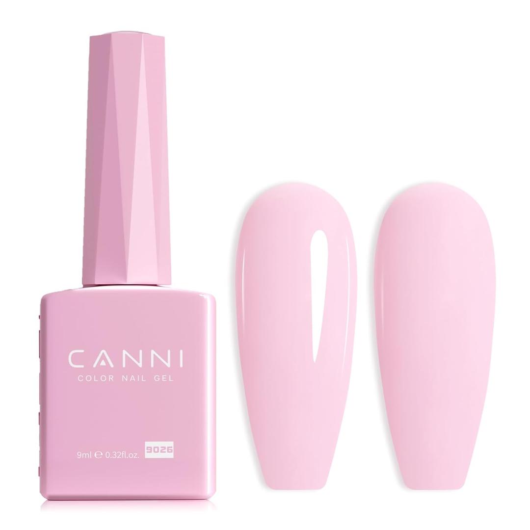 CANNI Light Pink Gel Nail Polish - High Gloss Soak Off U V Gel Nail Polish for French Nail Manicure Salon DIY (Baby Pink)