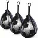 2Pcs Single Mesh Ball Bag for Basketball Soccer & Volleyball, Lightweight Net Storage with Zipper Pocket for Sports, Portable Drawstring Bags with Hanging Clip for Men, Women & Athletes, Black