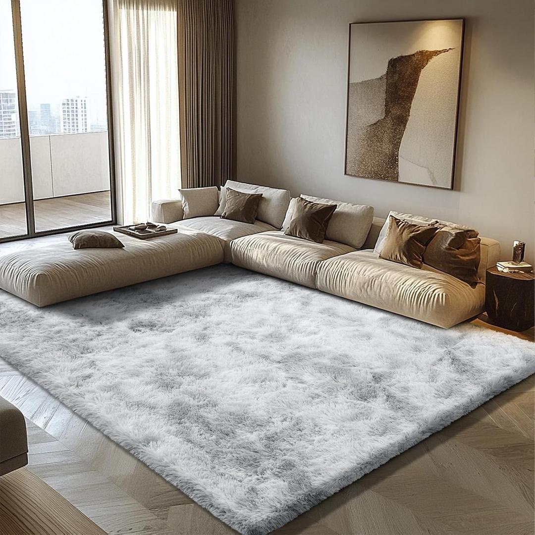Shag Area Rug for Bedroom 7x5,Fluffy Area Rugs for Living Room,Soft Fuzzy Rug Non-Shedding Indoor Plush Carpet for Kids Bedroom Nursery Dorm Home Decor,Mottling Grey