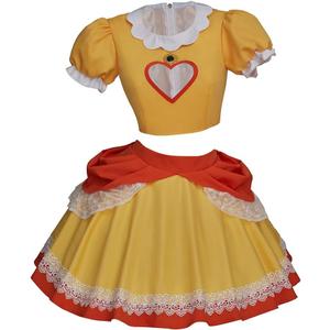 Willyacos Princess Costume Adult Short Dress Sexy Yellow Princess Cosplay Crop Top Skirt for Women Teen (Large)