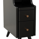 Small Nightstand with Drawers, Solid Wood Bedside Table, Narrow BlackNightstand for Bedroom
Color: Black