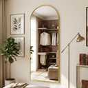 Suidia 56"x15" Arched Full Length Mirror with Stand, Full Body Mirror with Aluminum Frame, Freestanding/Leaning/Wall-Mounted, Floor Mirrors for Bedroom, Living Room, Entryway, Dressing Room, Gold