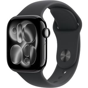 Apple Watch Series 11 [GPS 42mm] Smartwatch with Jet Black Aluminum Case with Black Sport Band - S/M. Sleep Score, Fitness Tracker, Health Monitoring, Always-On Display, Water Resistant