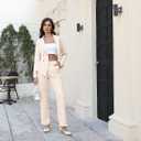 2 Piece Blazer Set for Women Dressy Double Breasted Pants Suit Professional Business Formal Office Work Outfits Beige, Medium