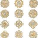 Lot 12pcs Assorted Crystal Rhinestone Flower Brooch Pin Set for Women DIY Bridal Wedding Bouquet Kit