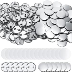 600 Pieces Blank Button Making Supplies Round Badge Parts Metal Pin Button Kit for Badge Make Machine, Including Metal Shells Back Cover and Clear Film(1 Inch)