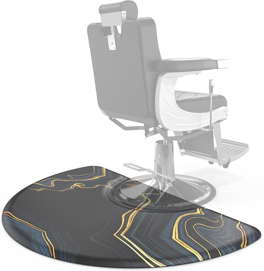 OmySalon 3ft. x5ft. Salon Anti Fatigue Mat for Hair Stylist, 5/8" Thick Barber Floor Mat with Round Cutout Under Styling Chair, Anti-Slip Design